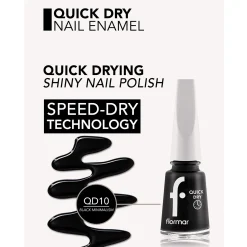 Flormar Quick Dry Nail Enamel 10 Black Minimalism 11ml (0.37floz)