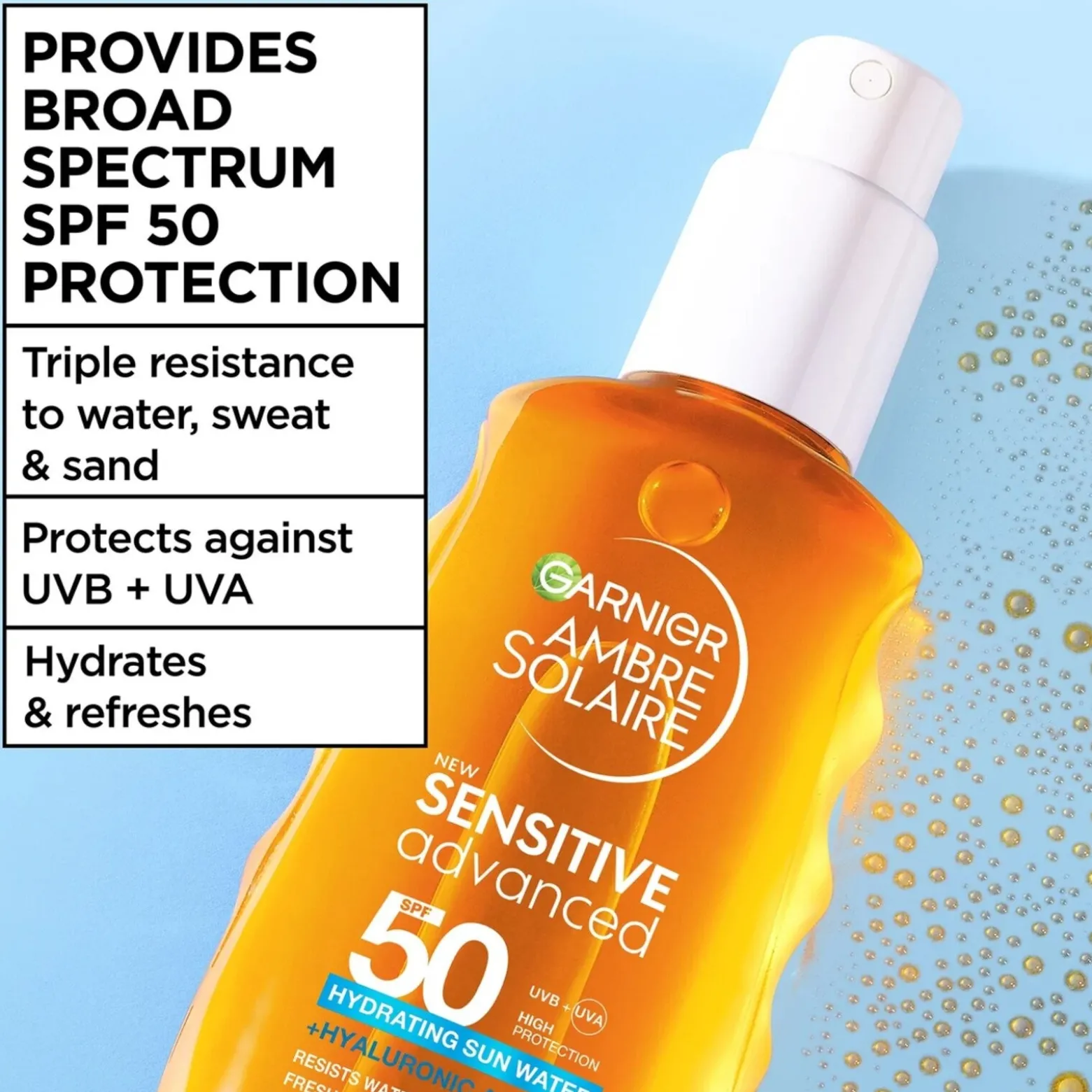 Garnier Ambre Solaire Advanced Sensitive Hydrating Sun Water SPF50 150ml (5.07floz)