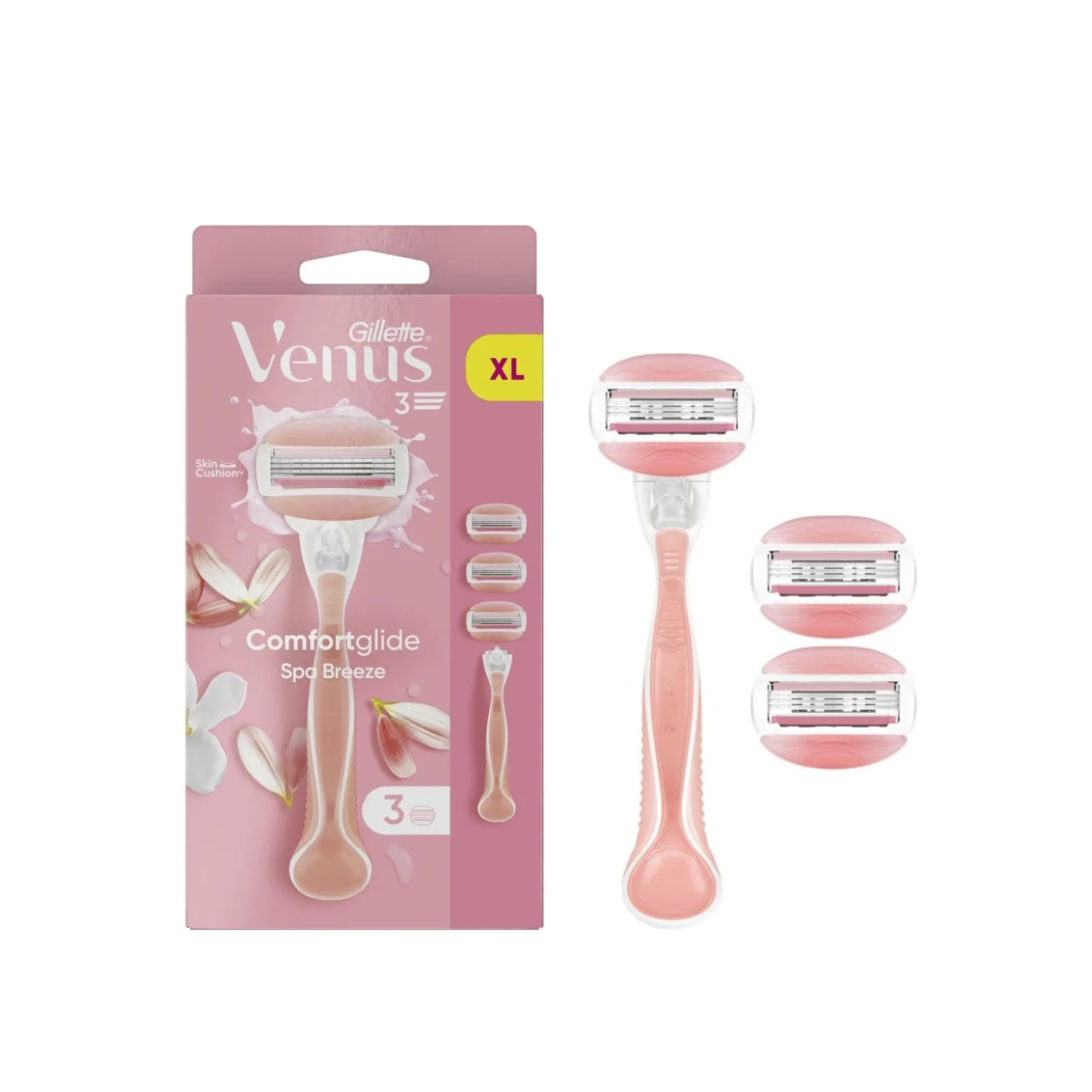 Gillette Venus ComfortGlide Spa Breeze Razor + 3 Replacement Blades