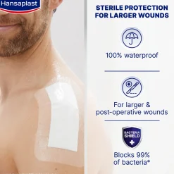 Hansaplast Med+ Aqua Protect 3XL Sterile Waterproof Wound Plasters x5