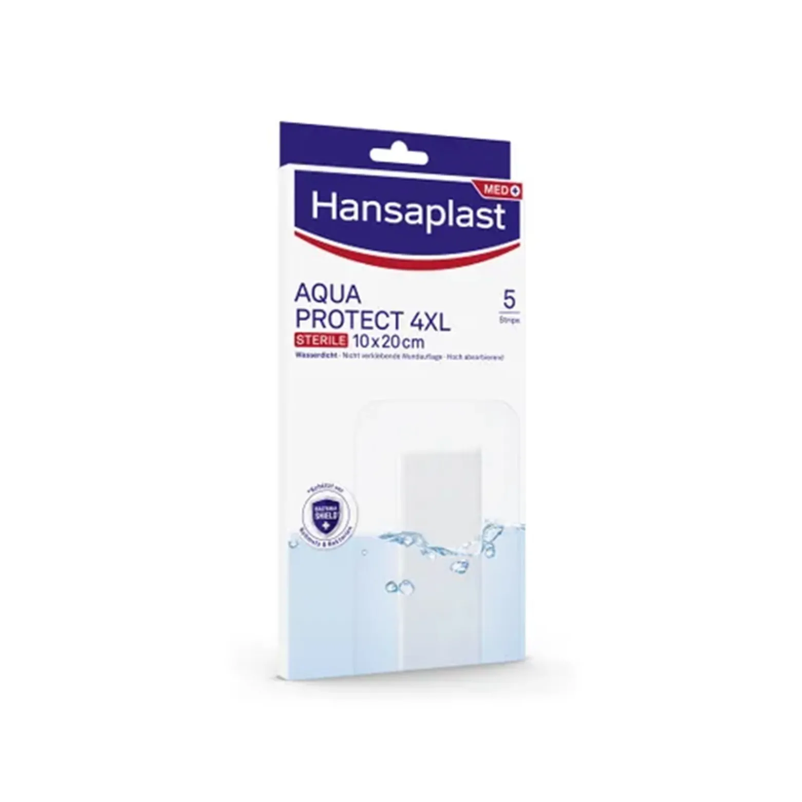 Hansaplast Med+ Aqua Protect 4XL Sterile Waterproof Wound Plasters x5