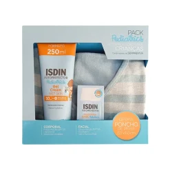 ISDIN Fotoprotector Pediatrics Gel Cream Wet Skin SPF50 250ml + Fusion Water Magic Pediatrics SPF50 50ml + Poncho (8.45floz + 1.69floz)