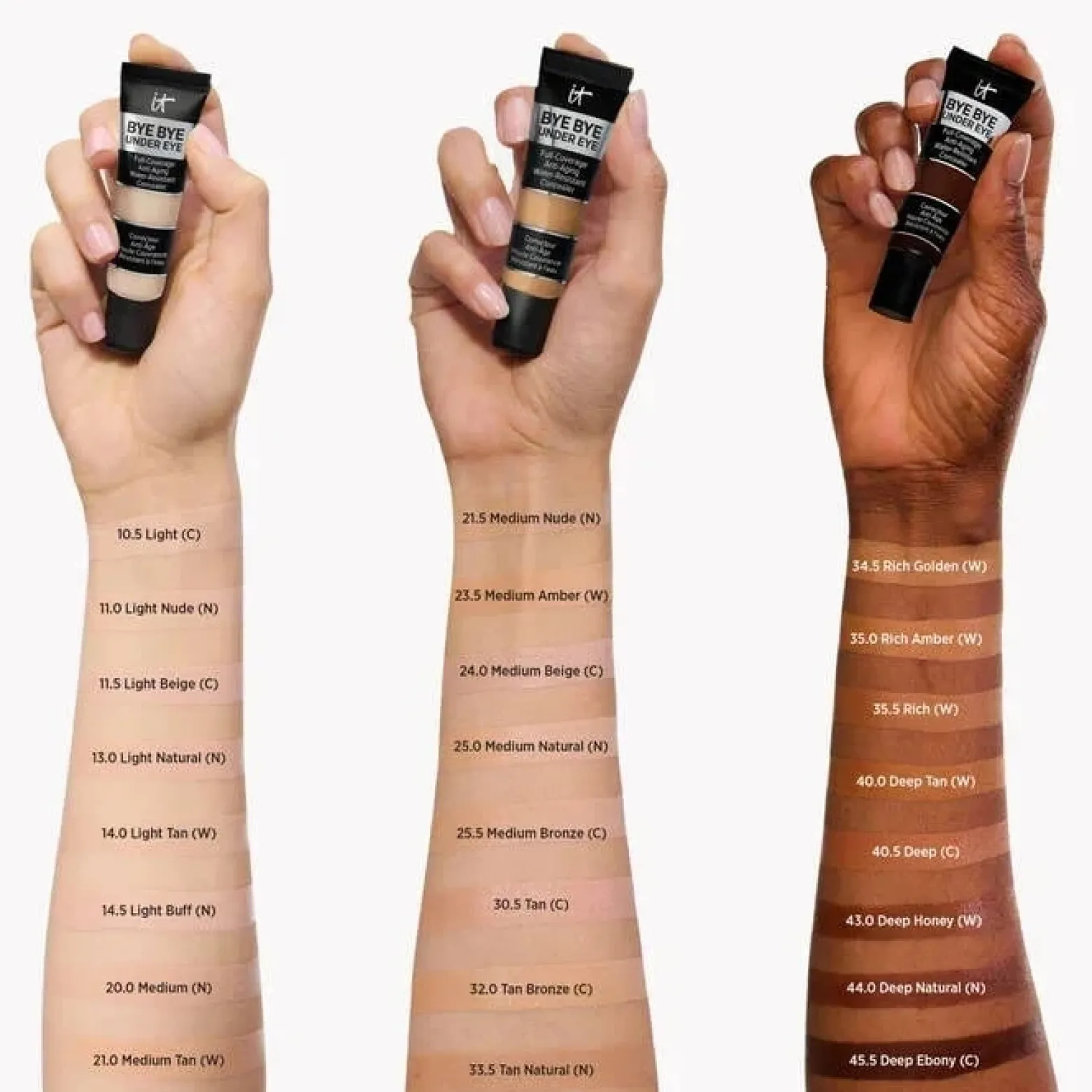IT Cosmetics Bye Bye Under Eye Full Coverage Anti-Aging Waterproof Concealer 45.5 Deep Ebony (C) 12ml (0.40floz)
