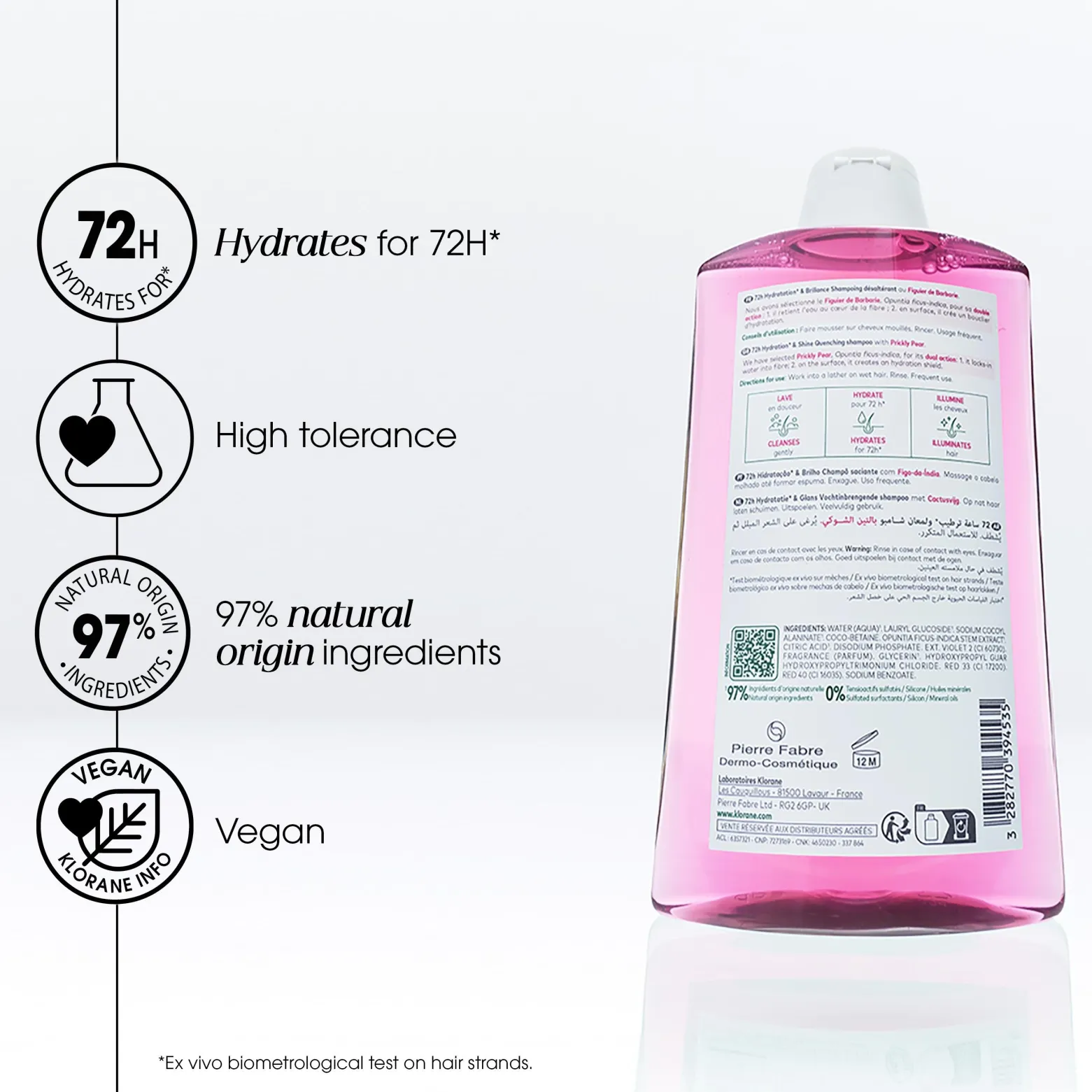 Klorane 72h Hydration & Shine Quenching Shampoo Prickly Pear 400ml (13.5floz)