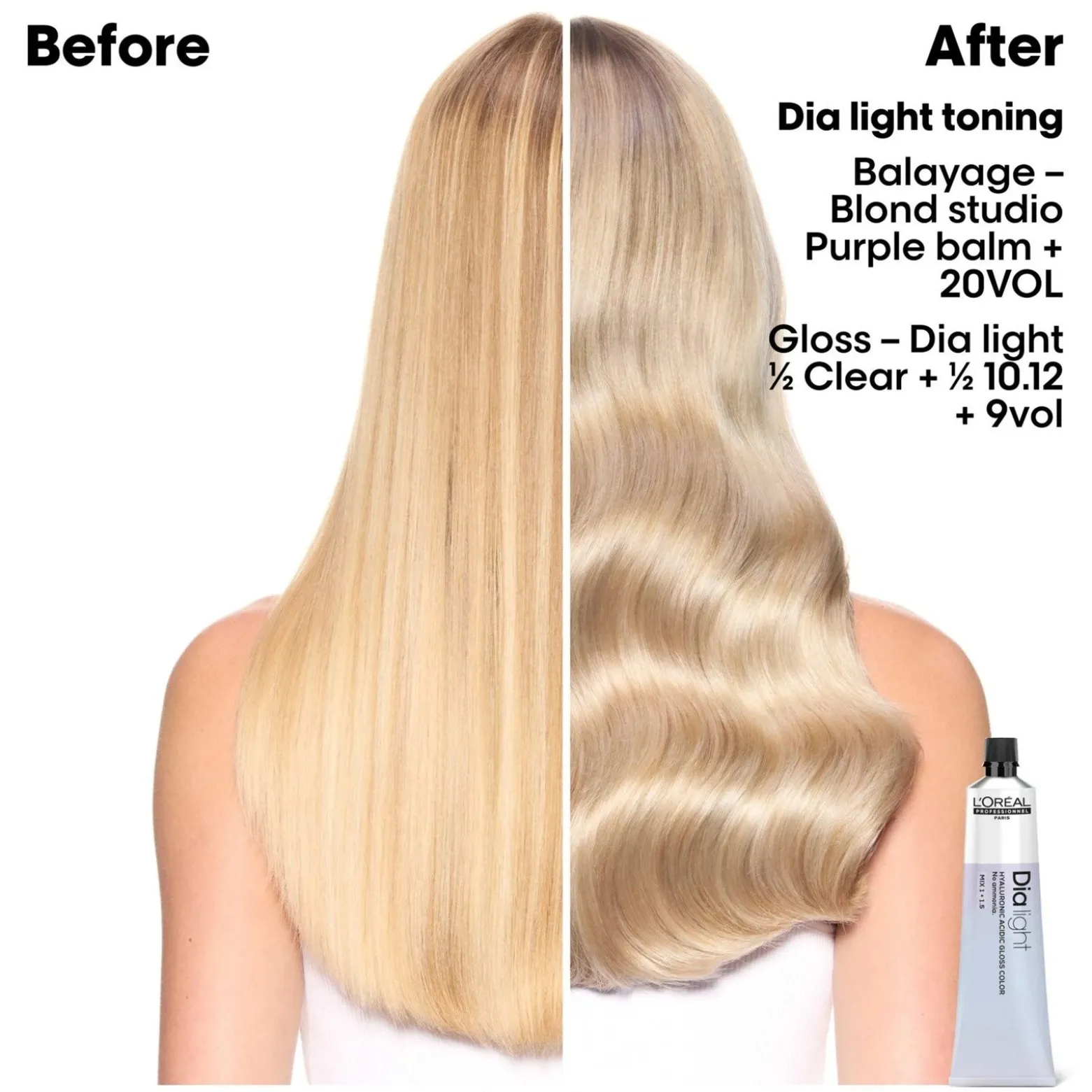 L'Oréal Professionnel Dia Light Hyaluronic Acidic Gloss Color Demi-Permanent Hair Dye 8.23 Light Golden Iridescent Blonde 60ml (2.02floz)