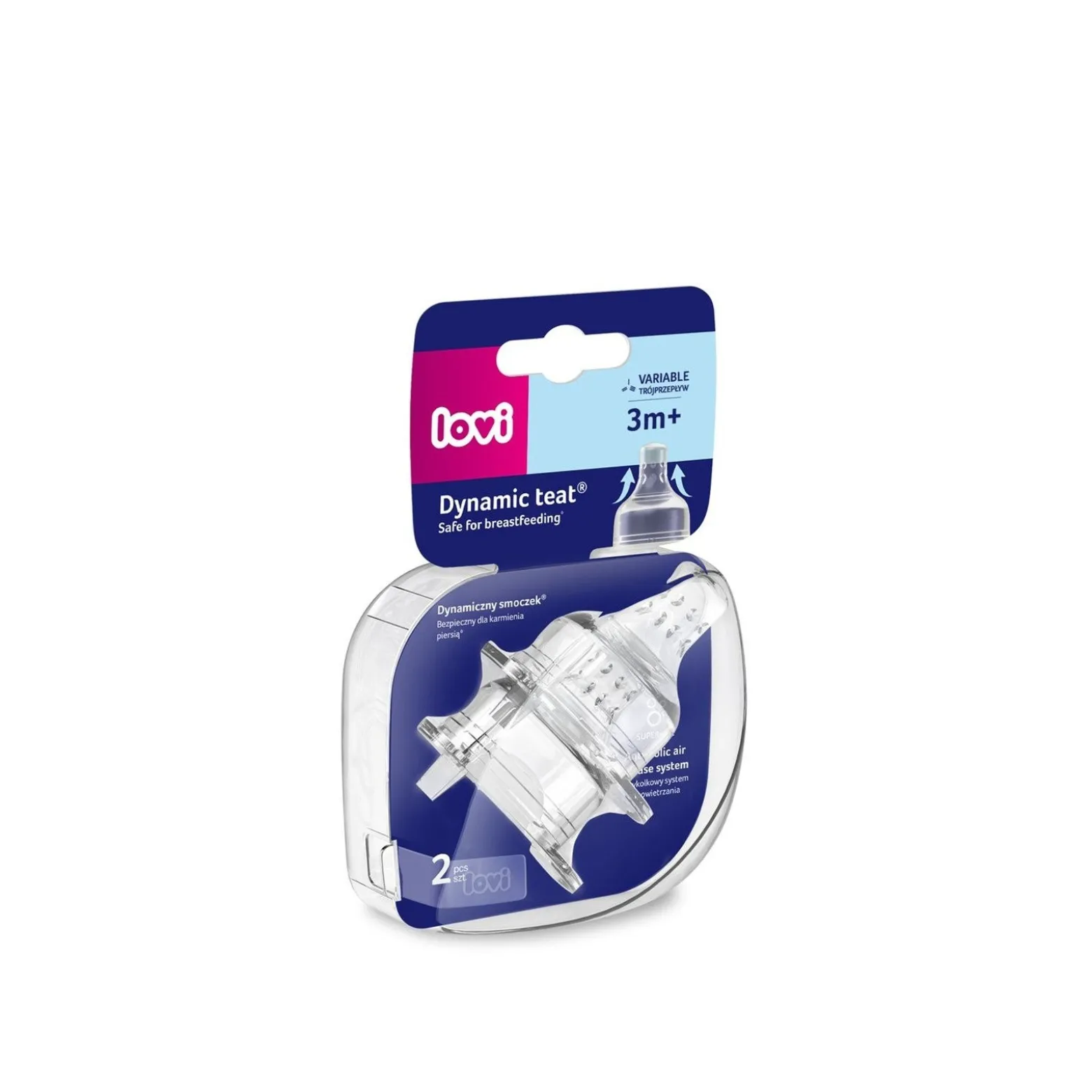 LOVI Anti-Colic BPA-Free Dynamic Nipple Variable Flow 3m+ x2