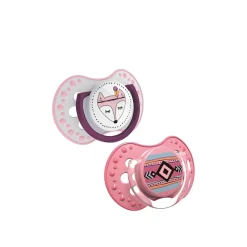 LOVI Indian Summer Silicone Dynamic Soother 6-18m Pink x2