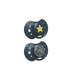 LOVI Stardust Silicone Dynamic Soother 0-3m Blue x2