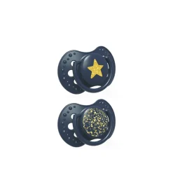 LOVI Stardust Silicone Dynamic Soother 6-18m Blue x2