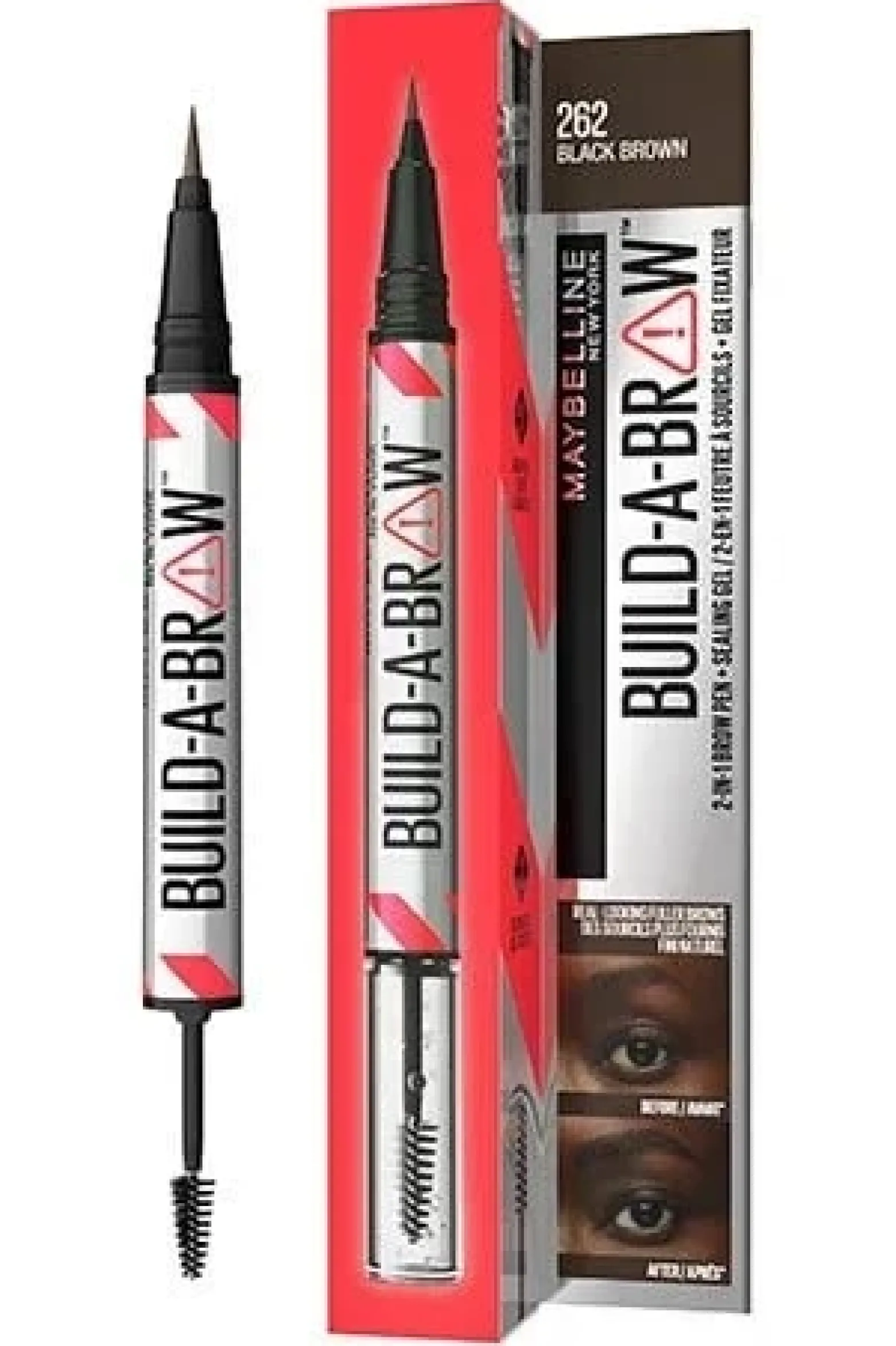 Maybelline Build-A-Brow 2-In-1 Brow Pen + Sealing Gel 262 Black Brown