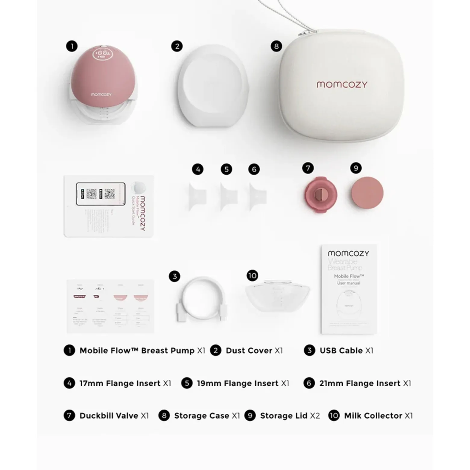 Momcozy M9 Mobile Flow™ Hands-Free Single Breast Pump Cozy Red