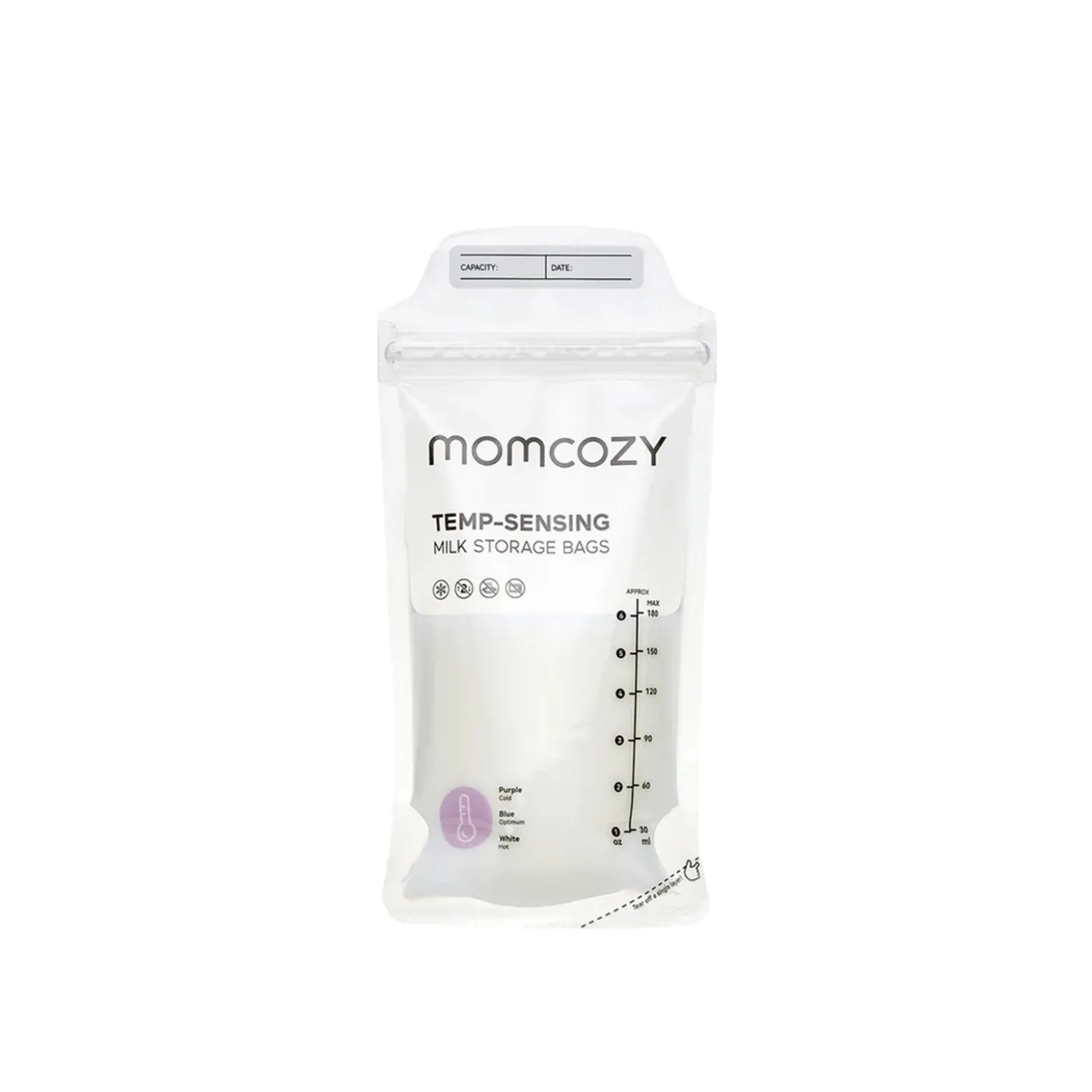 Momcozy TEMP-Sensing Breast Milk Storage Bags 180ml x120 (6.08flozx120)