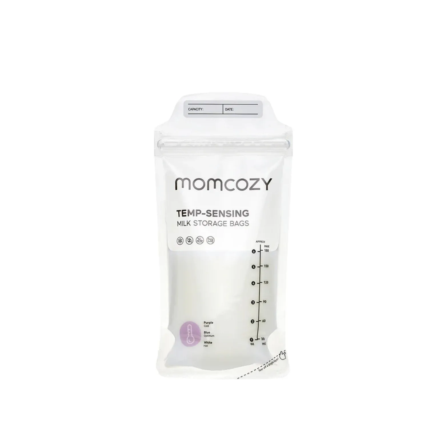 Momcozy TEMP-Sensing Breast Milk Storage Bags 180ml x50 (6.08flozx50)