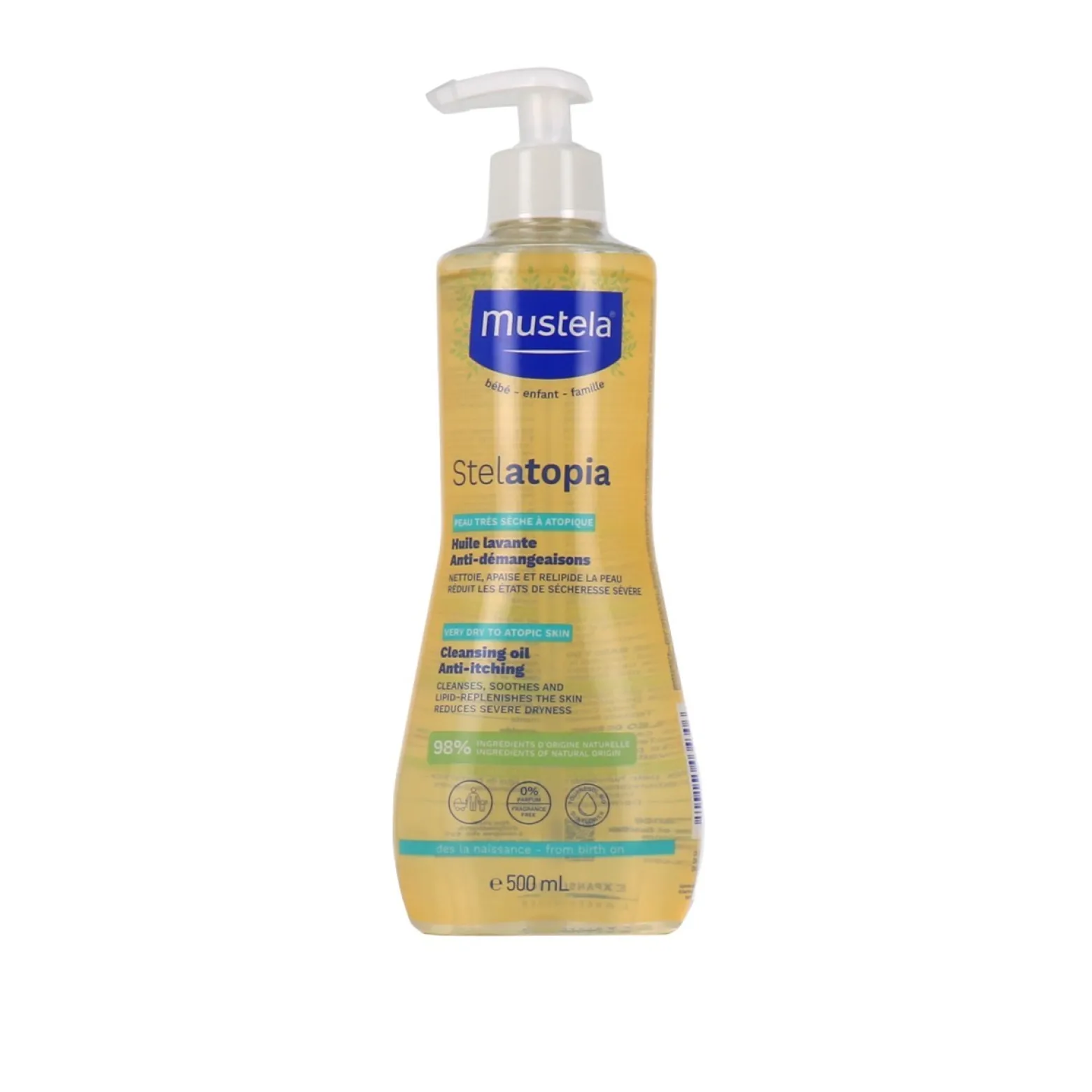 Mustela Stelatopia Cleansing Oil Atopic Skin Fragrance-Free 500ml (16.91fl oz)
