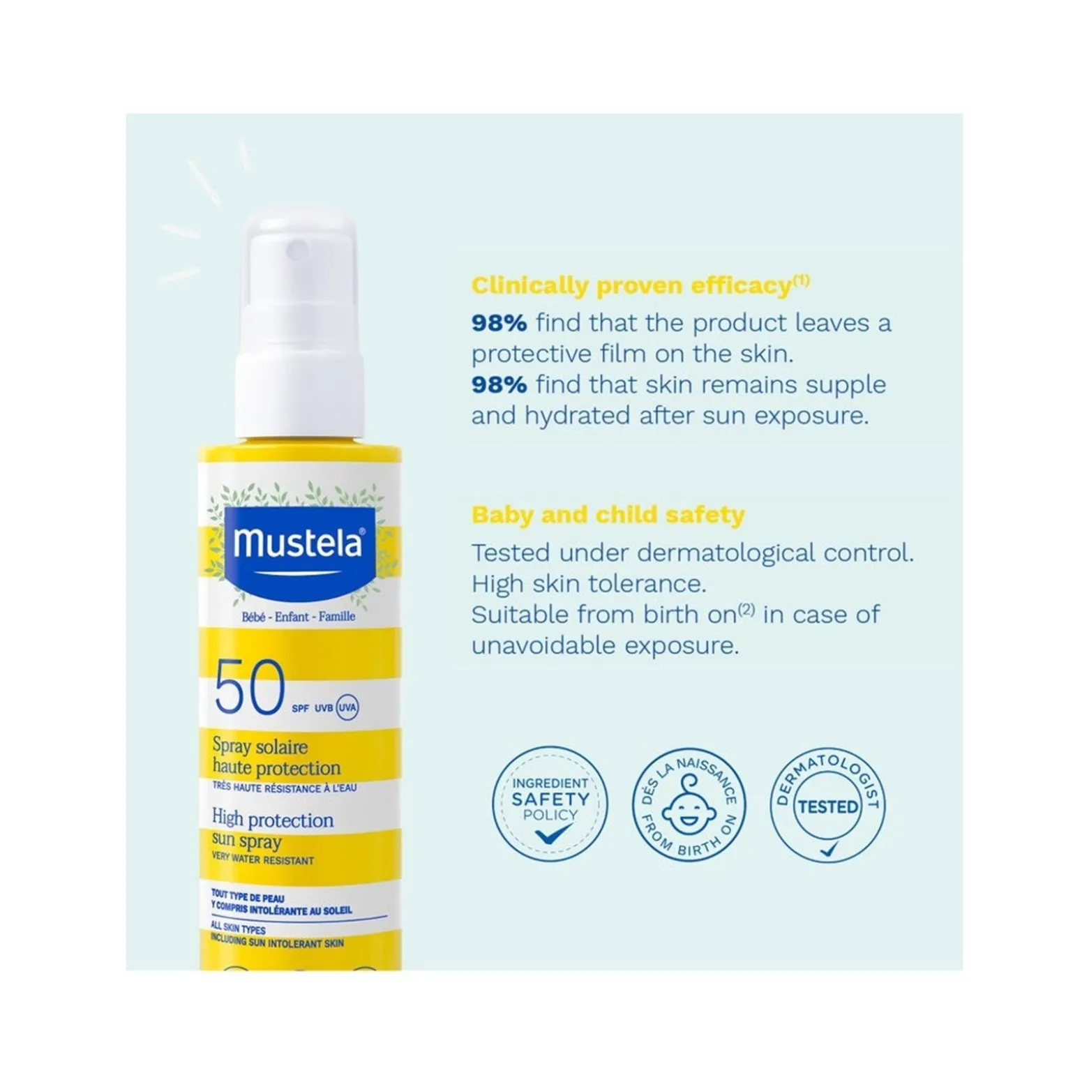 Mustela Sun High Protection Sun Spray SPF50 Sunscreen 200ml (6.76fl.oz.)