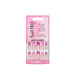 Nail HQ Coffin Pink Contrast French Nails x24