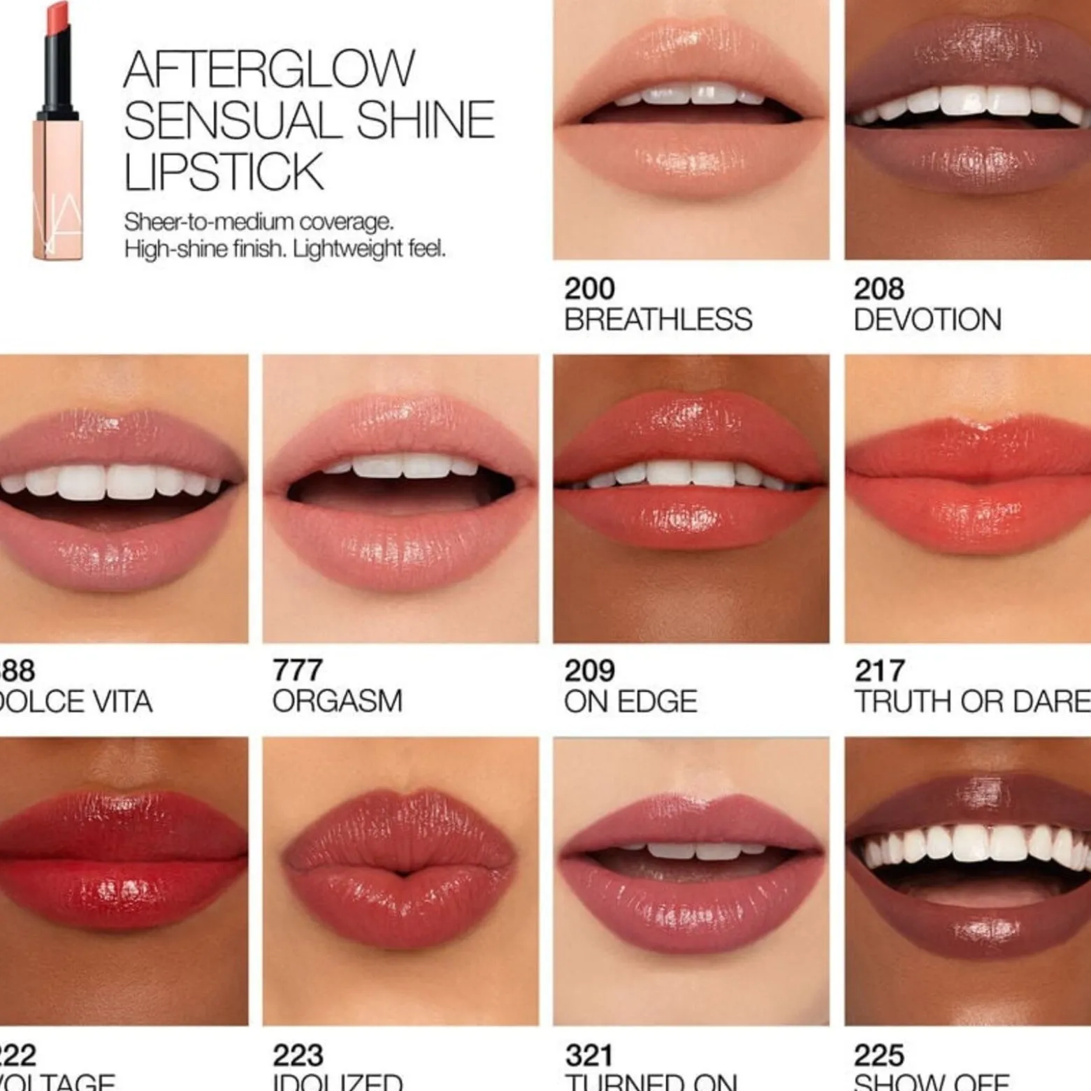 NARS Cosmetics Afterglow Sensual Shine Lipstick 777 Orgasm 1.5g (0.05oz)