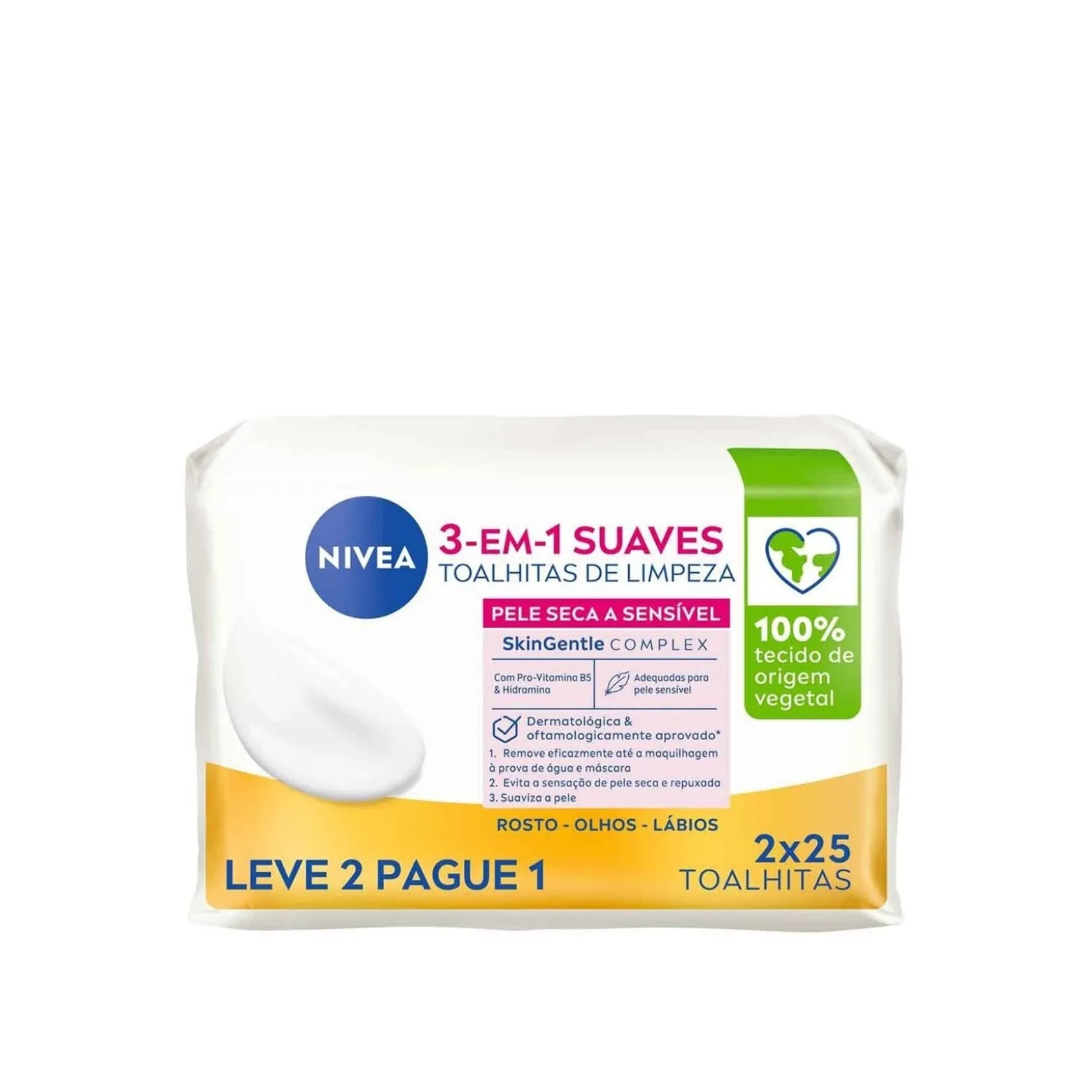 Nivea Biodegradable Gentle Cleansing Wipes Dry/Sensitive Skin 2x25