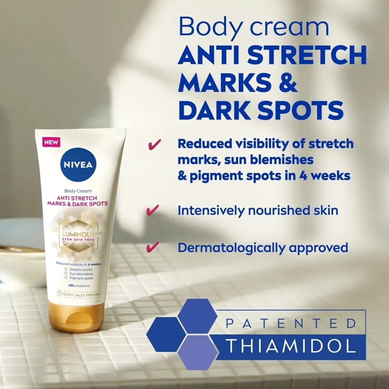 Nivea Luminous 630 Anti-Stretch Mark & Dark Spots Body Cream 200ml (6.76floz)