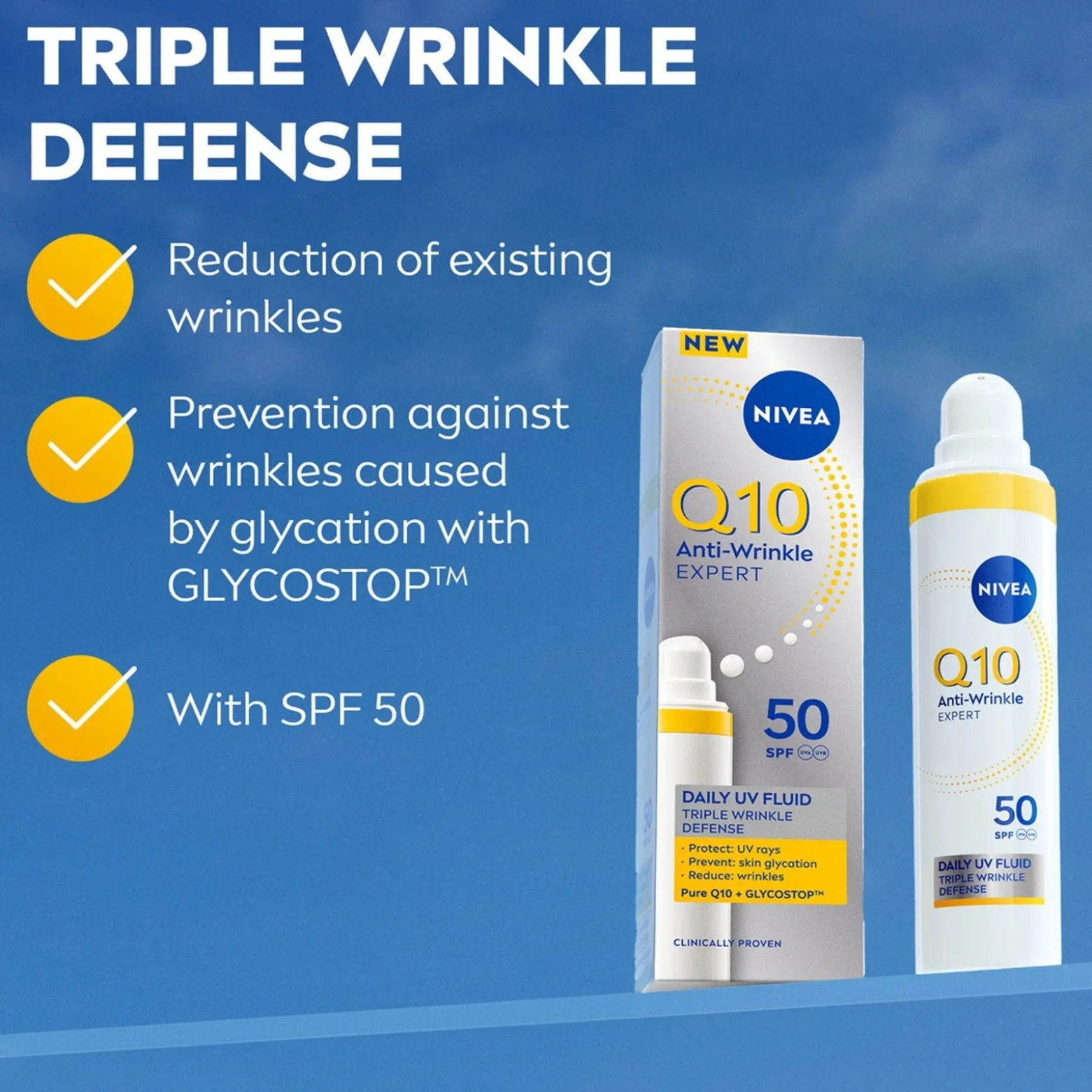 Nivea Q10 Anti-Wrinkles Expert Daily UV Fluid SPF50 40ml (1.35floz)