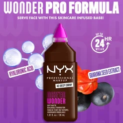 NYX Pro Makeup Make'em Wonder Soft Matte Buildable Foundation 43 Deep Ebony 30ml (1.01floz)