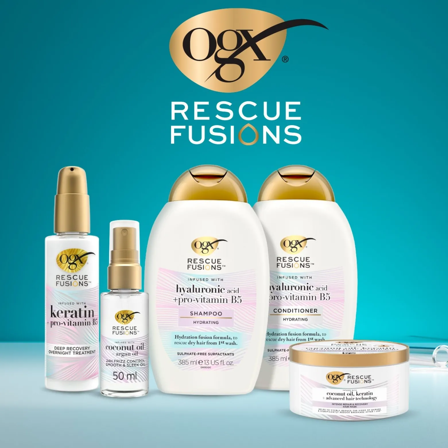 OGX Rescue Fusions Intense Hydration Argan Oil of Morocco + Hyaluronic Acid Hair Mask 285ml (9.6floz)