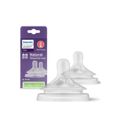 Philips Avent Natural Response Baby Bottle Silicone Nipple Flow 6 Thick Feed x2