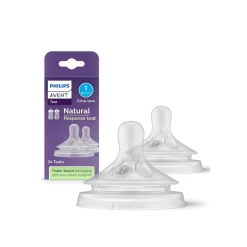 Philips Avent Natural Response Baby Bottle Silicone Nipple Flow 1 Extra Slow x2