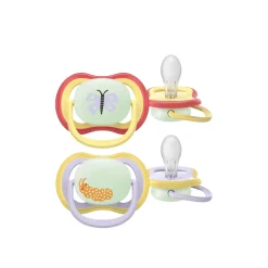 Philips Avent Ultra Air Night-Time Pacifier 0-6m Yellow/Purple x2