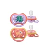 Philips Avent Ultra Air Pacifier 18m+ Lilac/Salmon with Design x2