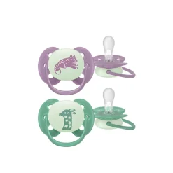 Philips Avent Ultra Soft Nighttime Pacifier 6-18m Girl x2