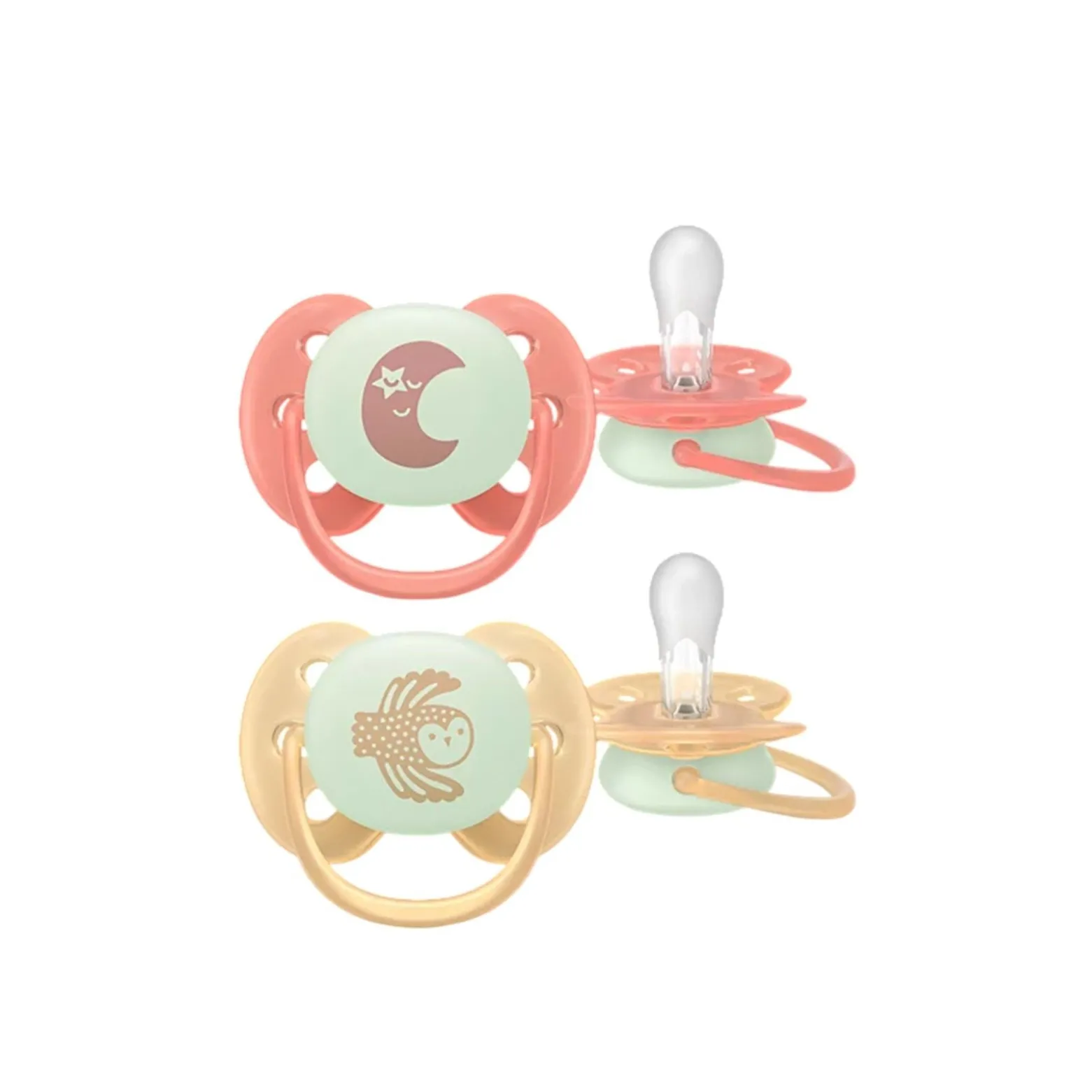 Philips Avent Ultra Soft Nighttime Pacifier 0-6m Girl x2