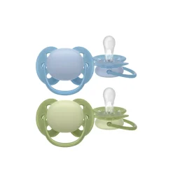 Philips Avent Ultra Soft Pacifier 0-6m Blue/Green x2