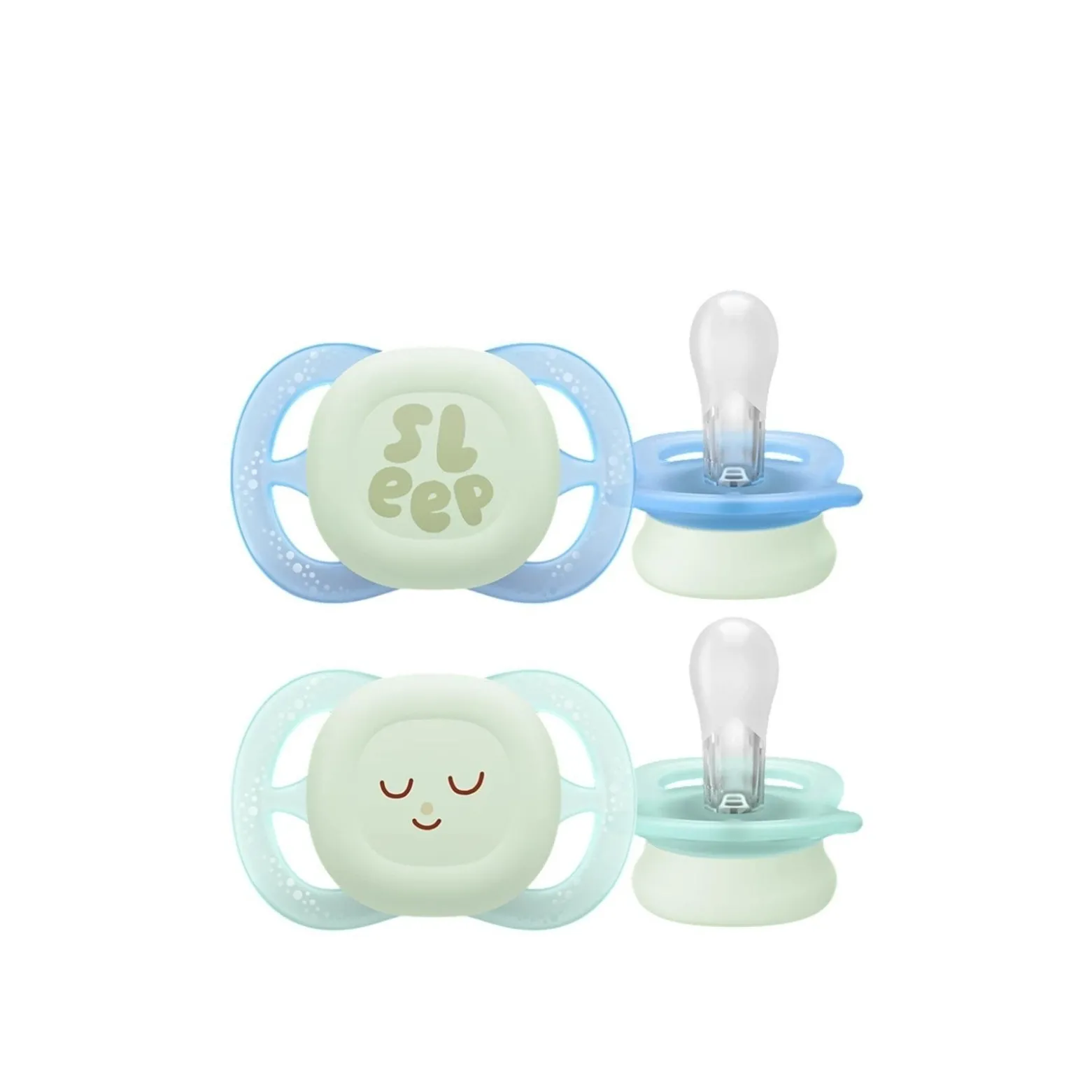 Philips Avent Ultra Start Night-Time Pacifier 0-2m Green/Blue x2