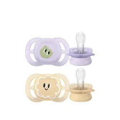Philips Avent Ultra Start Pacifier 0-2m Purple/Yellow with Design x2