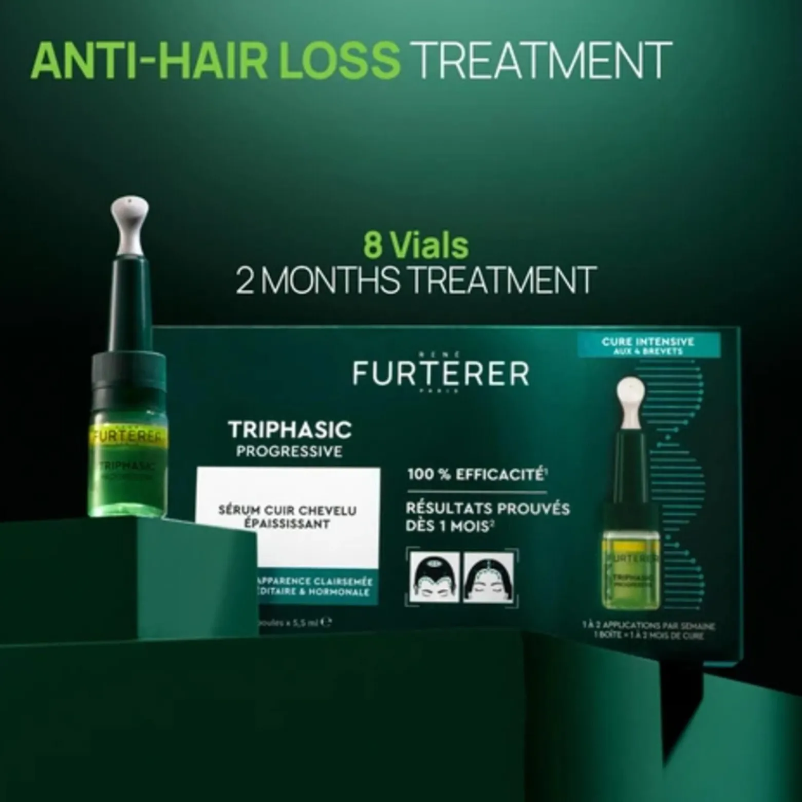 René Furterer Triphasic Progressive Longevity & Density Anti-Hair Loss Treatment 8x5.5ml (8x0.19fl oz)