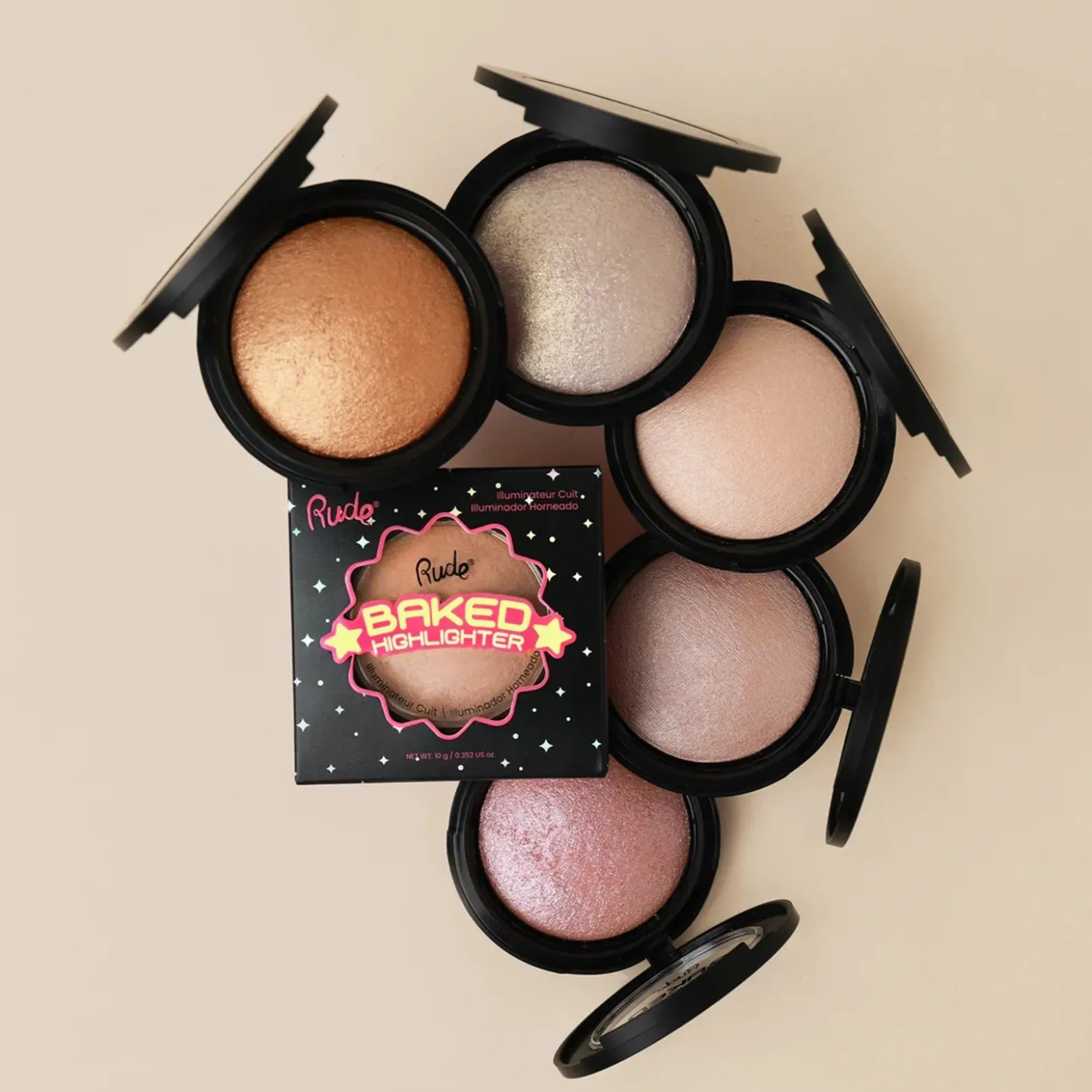 Rude Cosmetics Baked Highlighter Shimmer Champagne Sparks 10g (0.35oz)