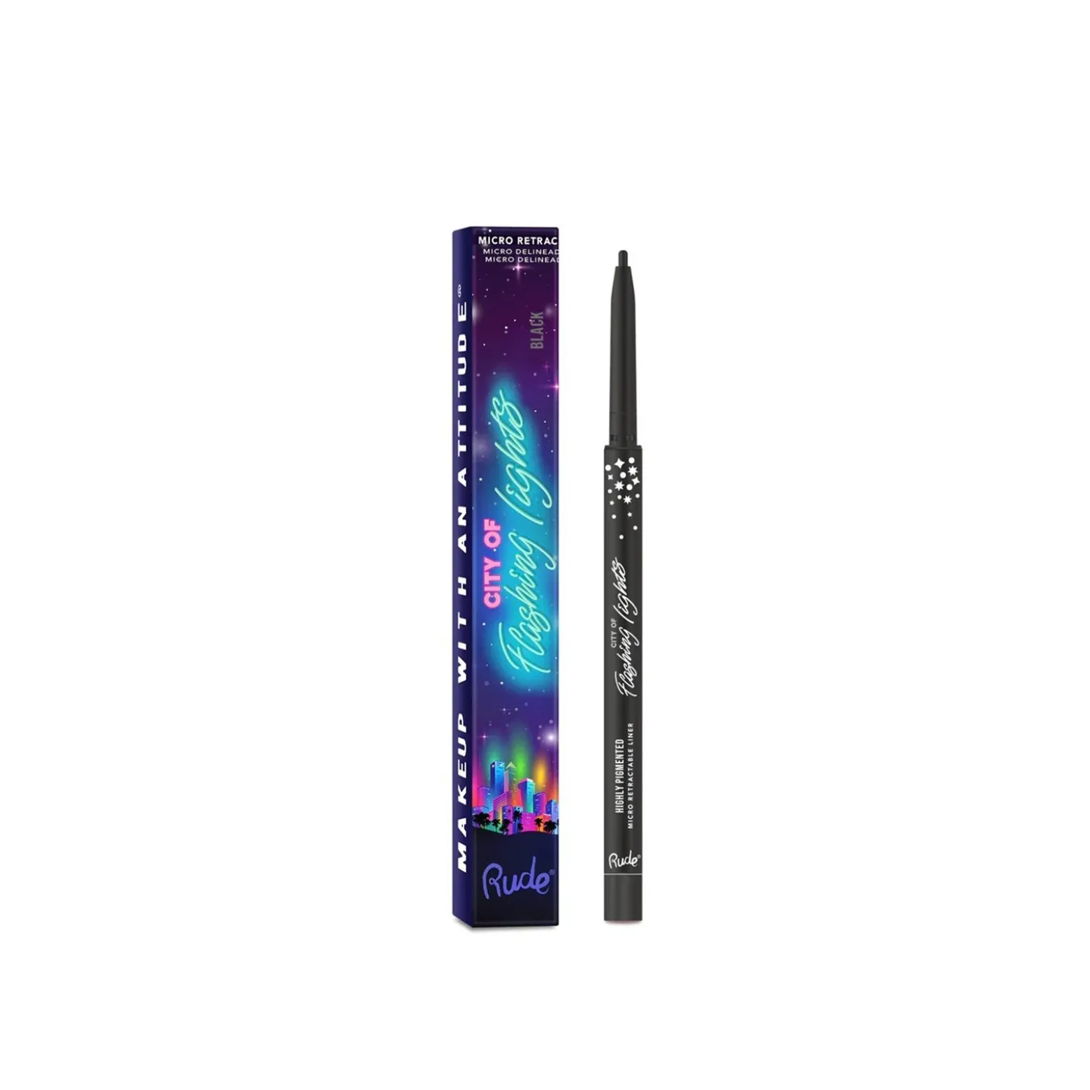 Rude Cosmetics City of Flashing Lights Highly Pigmented Micro Retractable Liner Black 0.1g (0.0035oz)