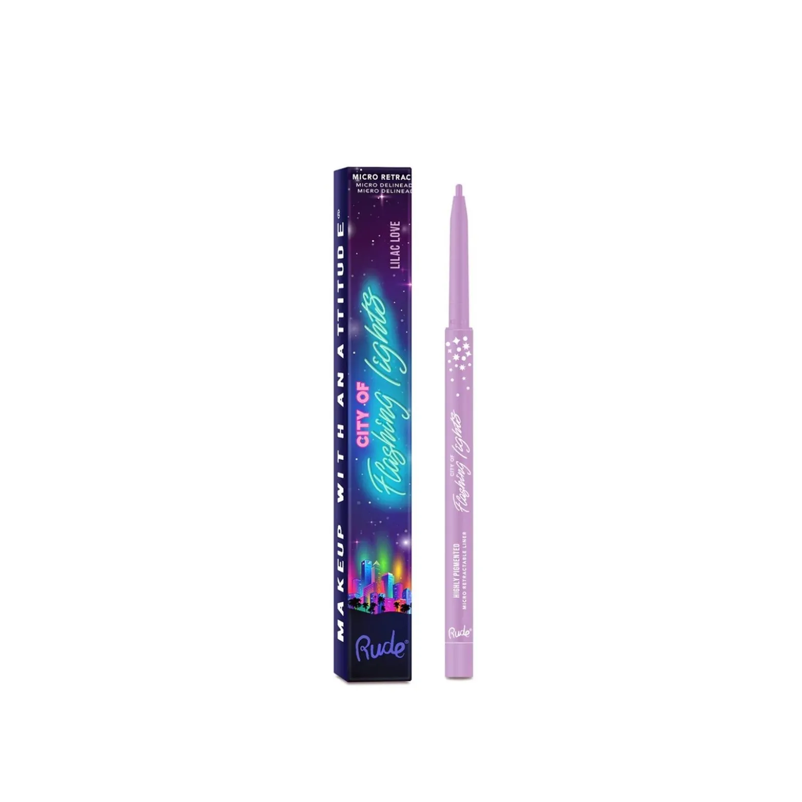 Rude Cosmetics City of Flashing Lights Highly Pigmented Micro Retractable Liner Lilac Love 0.1g (0.0035oz)