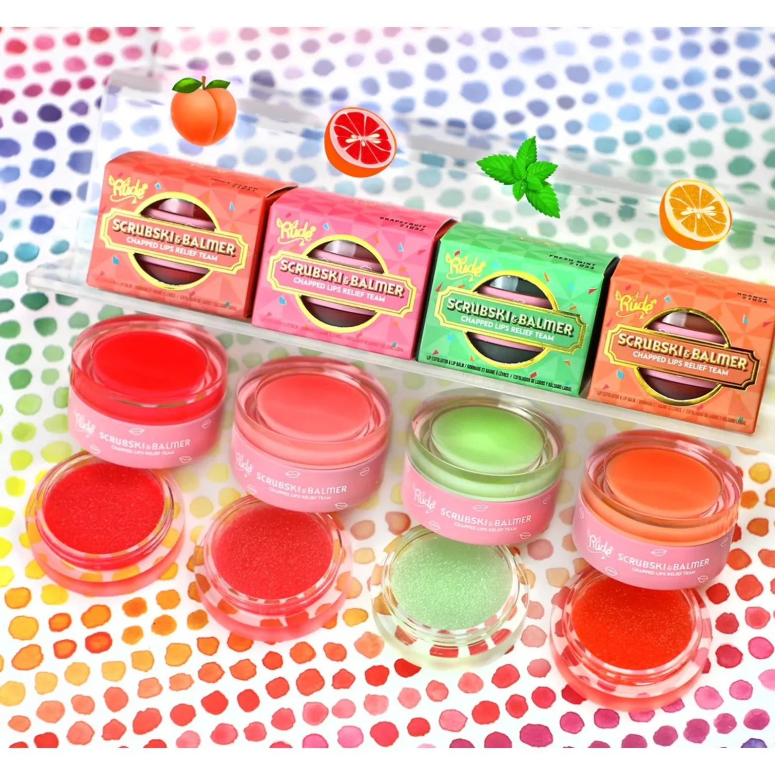 Rude Cosmetics Scrubski & Balmer Lip Exfoliator & Lip Balm Grapefruit