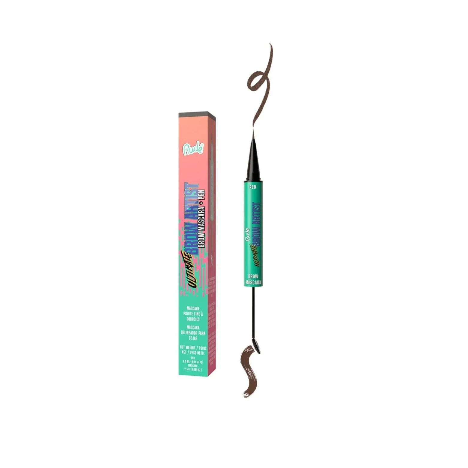 Rude Cosmetics Ultimate Brow Artist Brow Mascara + Pen Neutral Brown