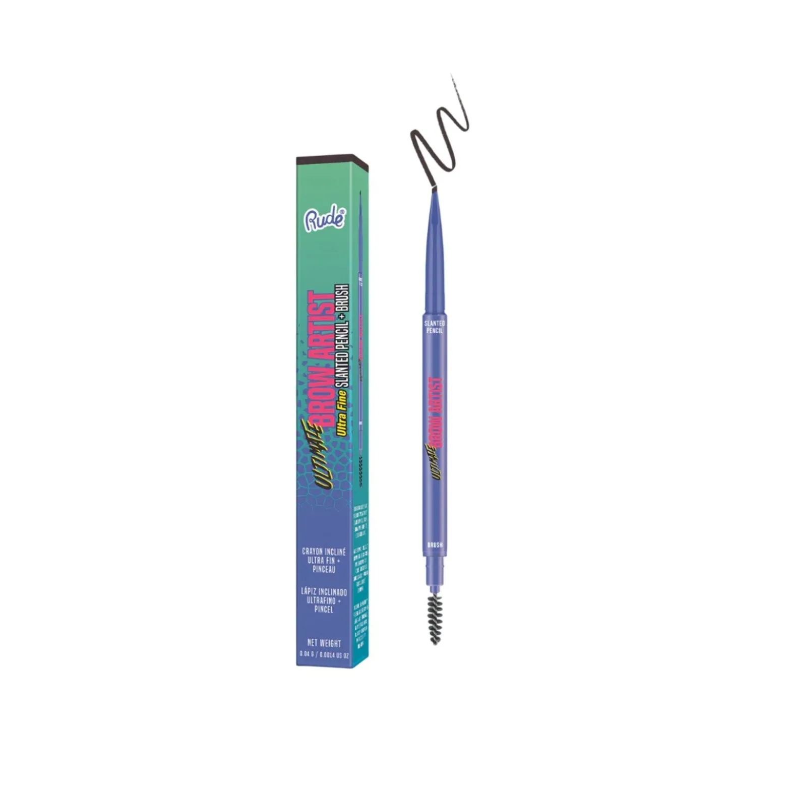 Rude Cosmetics Ultimate Brow Artist Ultra Fine Slanted Pencil + Brush Neutral Brown 0.04g (0.0014oz)