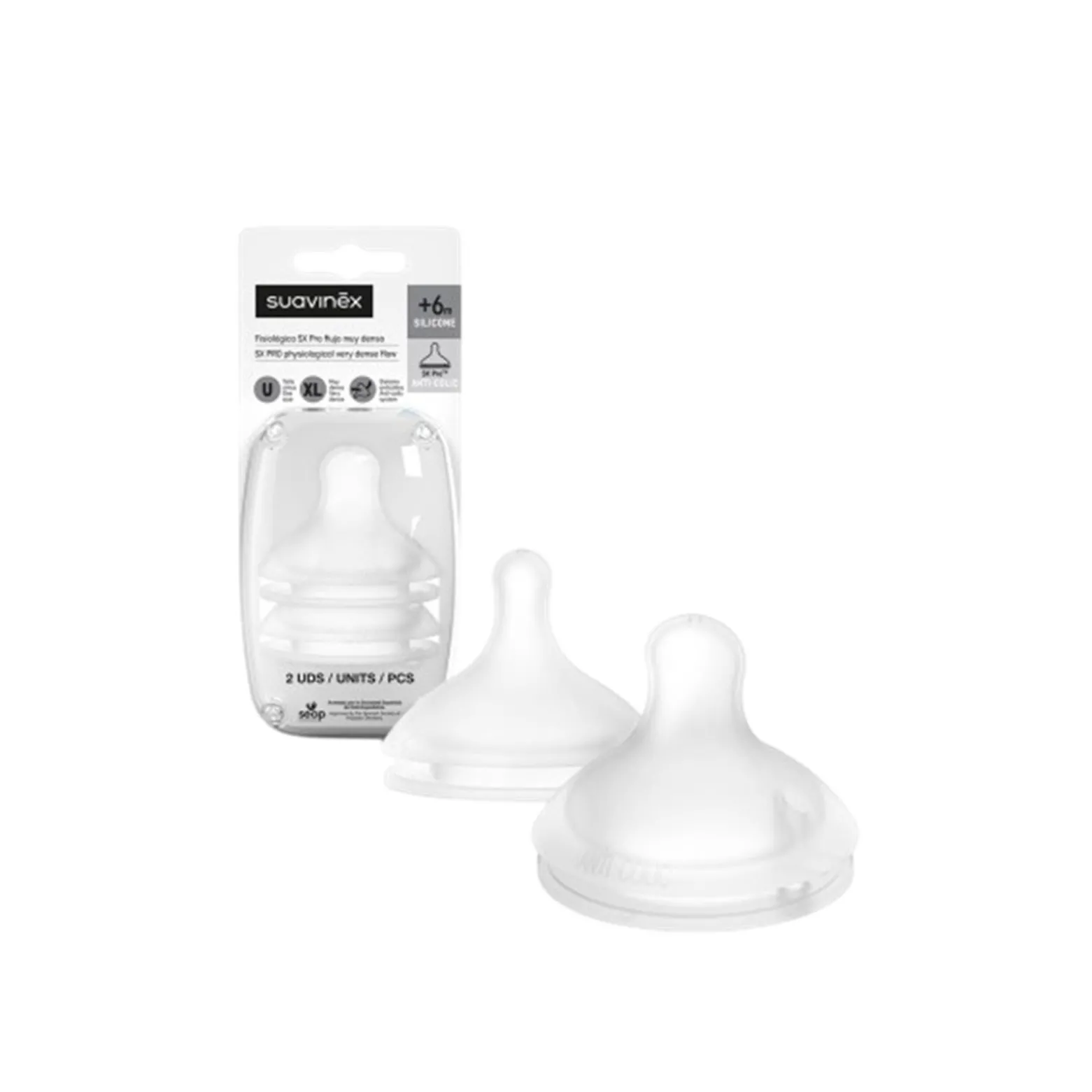 Suavinex Anti-Colic SX Pro Physiological Flow XL Silicone Nipple +6m x2