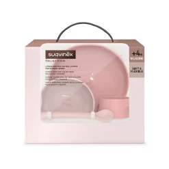 Suavinex Selection Soft & Flexible Silicone Feeding Set Pink +4m