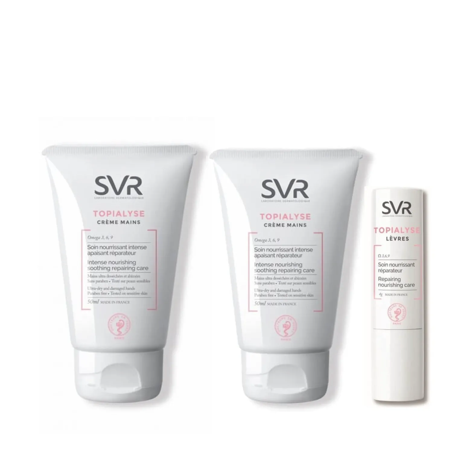 SVR Topialyse Hand Cream 50ml x2 Lips Repairing Nourishing Care 4g (0.14oz)