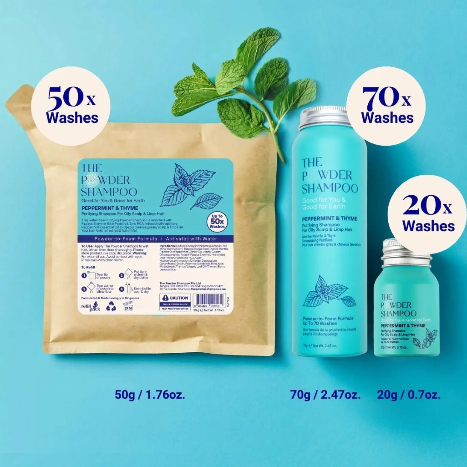 The Powder Shampoo Purifying Shampoo Peppermint & Thyme 20g (0.70oz)