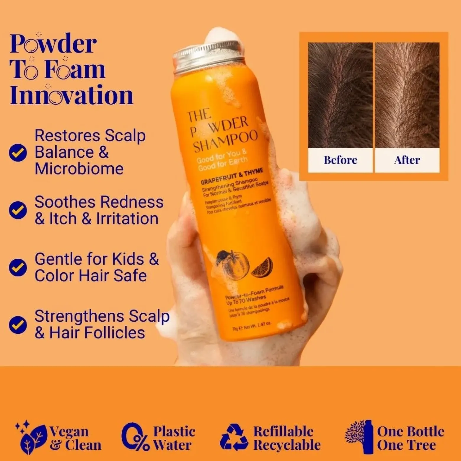 The Powder Shampoo Strengthening Shampoo Grapefruit & Thyme Refill 50g (1.76oz)