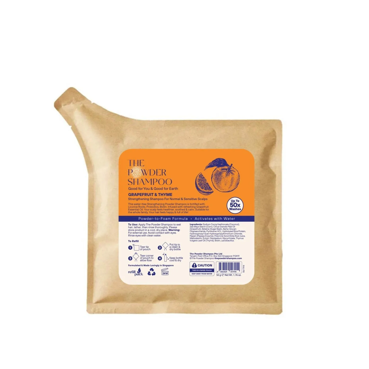 The Powder Shampoo Strengthening Shampoo Grapefruit & Thyme Refill 50g (1.76oz)