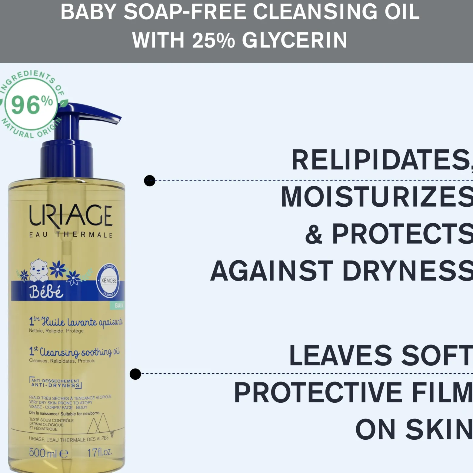 Uriage Baby 1st Cleansing Oil 500ml (16.91fl oz)
