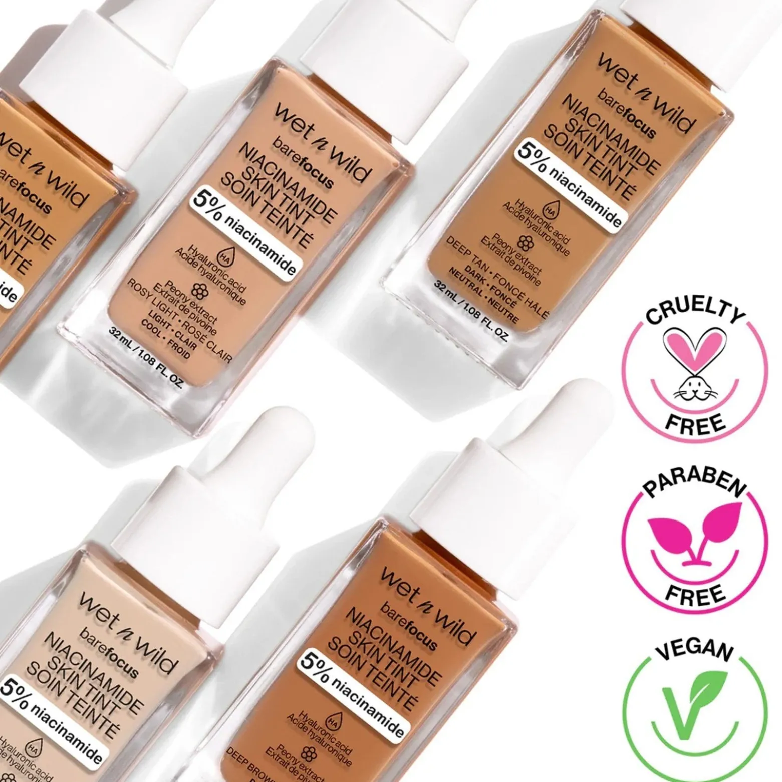 Wet n Wild Bare Focus Niacinamide Skin Tint Fair Beige 32ml (1.08floz)